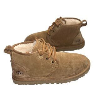 UGG Neumel Suede Boots Chestnut Lace Up Chukka Shearling Lined ~ Womens 8-9